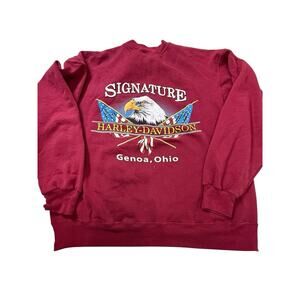 Vintage Harley-Davidson Eagle Crewneck Sweatshirt XL Burgundy USA Hanes 90s